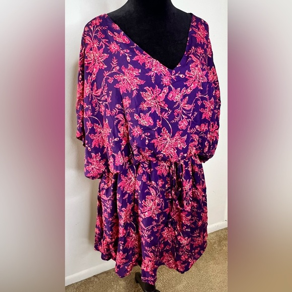 Land’s End NWT tropical floral cinch waist swim beach cover up size large - Picture 6 of 10